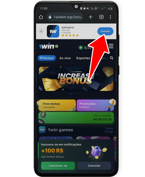 Passo 2 da instalação do aplicativo 1win