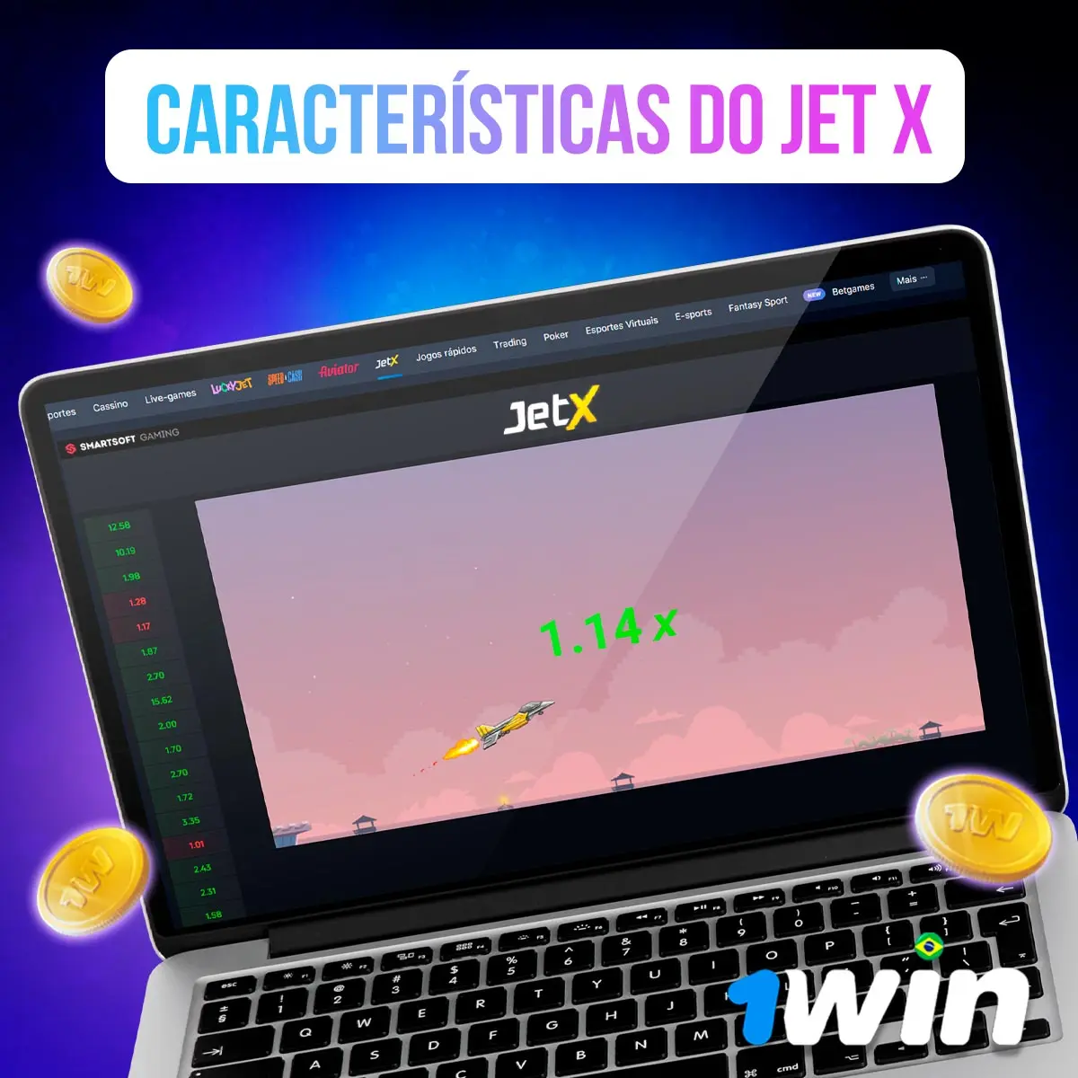Principais recursos do jogo JetX da 1win