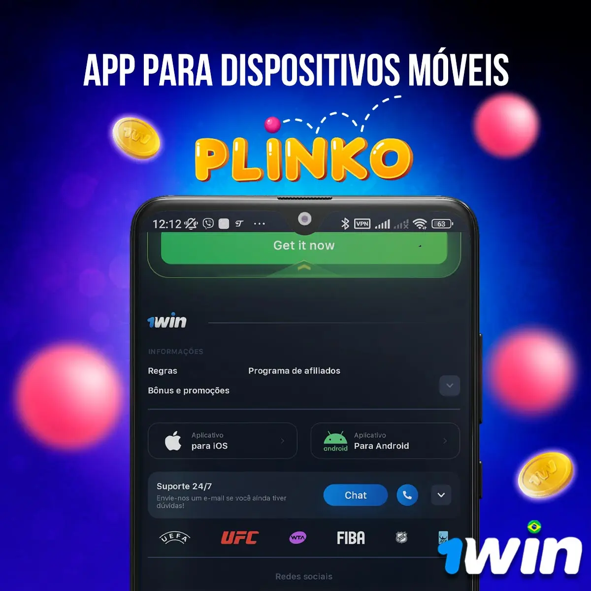 Aplicativo 1Win para Plinco